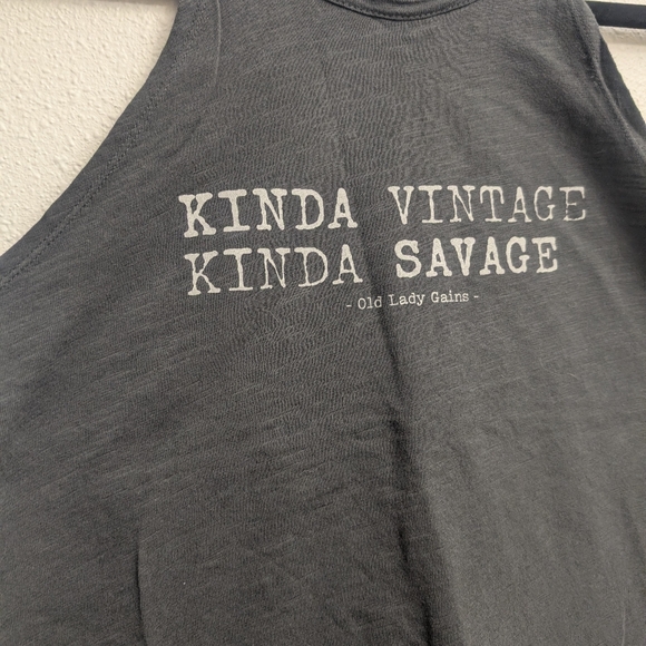 Lady Gains Kinda Vintage Kinda Savage Graphic Workout Tank Size Small - Picture 6 of 7